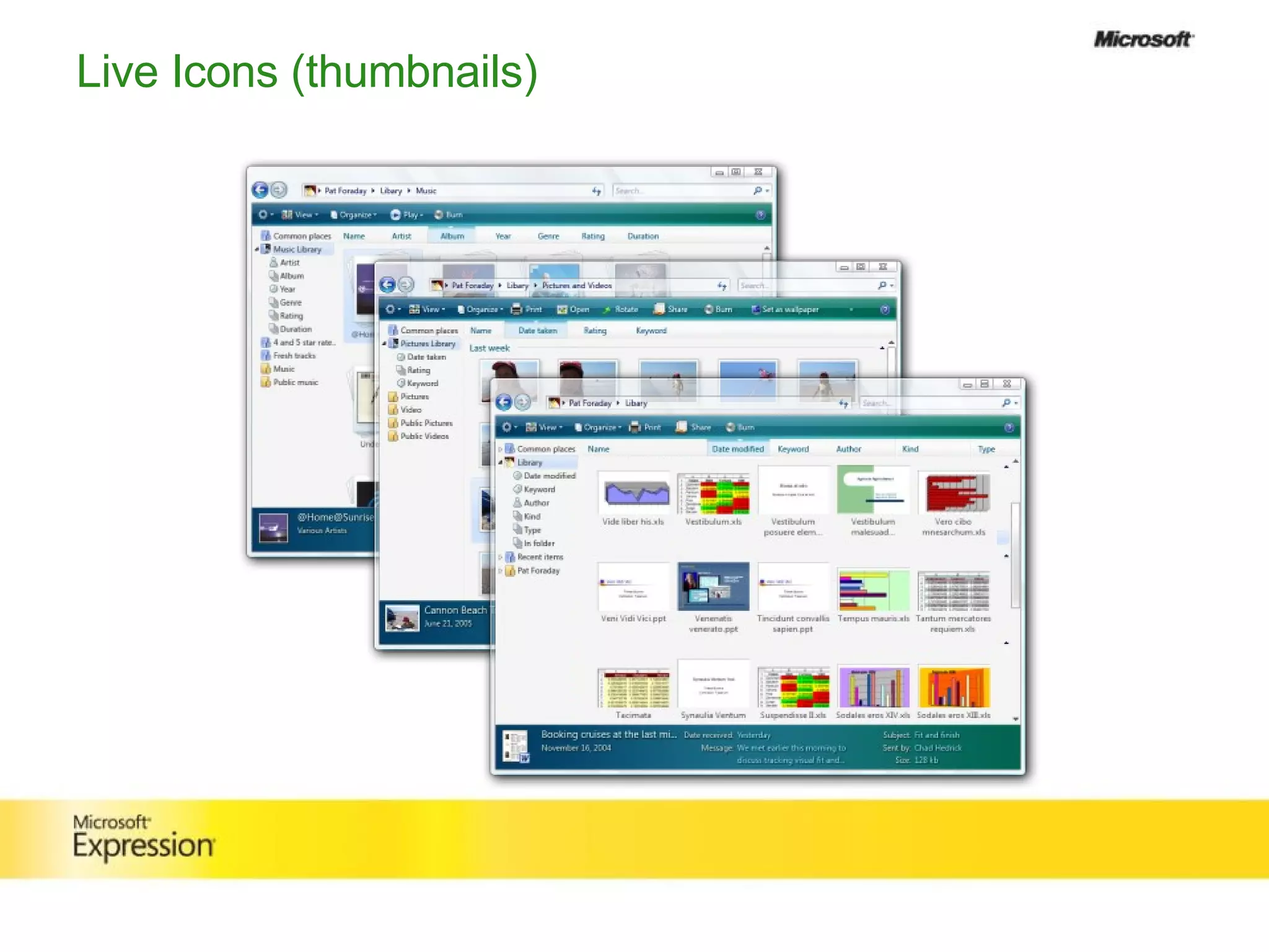 Live Icons (thumbnails) 