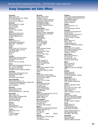 65
Group Companies and Sales Offices
Argentina
Spirax Sarco S.A.
Ruta Panamericana Km. 24,900
1611 Don Torcuato
Buenos Aires, Argentina
Australia
Spirax Sarco Pty. Limited
P.O. Box 6308
Delivery Centre
Blacktown
N.S.W. 2148, Australia
Austria
Spirax Sarco Ges.m.b.H.
Eisgrubengasse 2/PF 41
A-2334 Vosendorf-Sud.
Austria
Belgium
Spirax Sarco N. V.
Industriepark Zwijnaarde 5
9052 Gent - Zwijnaarde
Belgium
Brazil
Spirax Sarco Ind. E Com Ltda
Av. Mancel Lages do Chao
CEP 06705-050
Cotia S.P.
Brazil
Canada
Spirax Sarco Canada Limited
383 Applewood Crescent
Concord
Ontario L4K 4J3, Canada
China
Spirax Sarco Engineering (China). Ltd.
No. 107 Gui Qing Road
Caohejing Hi Tech Park
Shanghai, China, Postcode 200233
Colombia
Spirax Sarco Internacional Ltda
Apartado Aereo 32484
Cali (Valle)
Colombia, South America
Czech Republic
Spirax Sarco Spol. s. r. o.
V korytech (areal nakladoveho nadrazi CD)
100 00 Praha 10 Strasnice
Czech Republic
Denmark
Spirax Sarco Limited
Birkedommervej - 31
2400-Copenhagen N.V., Denmark
East Africa
Spirax Sarco Ltd
(Above Gilami’s) Waryaki Way
3rd Floor ABC Place
Westlands, Nairobi
Kenya, East Africa
Finland
Spirax Oy
Sorvaajankatu 9
00810 Helsinki, Finland
France
Spirax Sarco S.A.
B P 61
F 78193 Trappes
Cedex, France
Germany
Spirax Sarco GmbH
Postfach 10 20 42
D-78420 Konstanz, Germany
Hygromatik Lufttechnischer 		
Apparatebau GmbH
Lise-Meitner-StraBe 3
D-24558 Henstedt-Ulzburg
Germany
Great Britain
Spirax Sarco Limited
Head Office
Charlton House, Cheltenham
Gloucestershire, GL53 8ER
Great Britain
Hong Kong
See Singapore
Hungary
Spirax Sarco Ltd.
H-1141 Budapest
Ors Vezer utja42
Hungary
India
Spirax Marshall Limited
P.B. No. 29
Bombay Poona Road
Kasarwadi
Pune 411 034, India
Indonesia
See Singapore
Italy
Spirax-Jucker S.r.l.
Via Per Cinisello 18
20054 Nova Milanese
Milano, Italy
Japan
Spirax Sarco (Japan) Limited
2-37 Hamada
Mihamaku Chiba 261-0025
Japan
Korea
Spirax Sarco Korea Limited
3rd-5th Floor, Jungwoo Building
1552-8 Seocho-dong
Seocho-ku
Seoul 137-070, Korea
Malaysia
Spirax Sarco Sdn Bhd
25, Jalan PJS 11/1
Bandar Sunway
46150 Petaling Jaya
Selangor Darul Ehsan
West Malaysia
Mexico
Spirax Sarco Mexicana S.A. de CV
Apartado Postal 196
Santa Caterina, NL
66350 - Mexico
New Zealand
Spirax Sarco Limited
P.O. Box 76-160
Manukau City
Auckland, New Zealand
Nigeria
Spirax Sarco Sales Representative
Cakasa Company Ltd.
96 Palm Ave.
P.O. Box 871
Mushin Lagos Nigeria
Norway
Spirax Sarco Limited (Norge)
P.O. Box 47
1483 Skytta, Norway
Pakistan
Spirax Sarco Sales Representative
2-C Gulistan-E-Zafar P.R.E.C.H.S.
Near SMCHS Block B
Postal Code 74400
Karachi, Pakistan
Poland
Spirax Sarco Sp. z o.o.
Fosa 25
02-768 Warszawa, Poland
Portugal
Spirax Sarco-Equipamentos
Industrias Lda.
Rua Da Quinta Do Pinheiro, 8
Portela de Carnaxide
2795 Carnaxide, Portugal
Russia
Spirax Sarco Ltd.
(Room 1401)
4 Vozrozhdenija Str.
198097 St. Petersburg, Russia
Singapore
Spirax Sarco Pvt. Limited
464 Tagore Industrial Avenue
Upper Thomson Road
Singapore 787833
South Africa
Spirax Sarco (Pty) Ltd.
P.O. Box 925
Kempton Park 1620
Transvaal, South Africa
Spain
Spirax Sarco S.A.
Sant Josep, 130
Poligon El Pla
08980 Sant Feliu de Llobregat
Spain
Sweden
Spirax Sarco AB
Västberga Allé 60
S-126 30 Hagersten, Sweden
Switzerland
Spirax Sarco A. G.
Gustav-Maurer-Str.9
8702 Zollikon, Switzerland
Taiwan
Spirax Longbridge Limited
6th Floor
No. 8, Lane 94, Tsao Ti Wei
Shen Keng Hsiang
Taipei County
Taiwan, Republic of China
Thailand
Spirax Sarco Limited
9th Floor, Benjaporn Building
222 Krungtep-kreetha Road
Bangkapi
Bangkok 10240, Thailand
U.S.A.
Spirax Sarco, Inc.
Northpoint Park
1150 Northpoint Blvd.
Blythewood, SC 29016
Watson-Marlow Bredel Inc.
220 Balladvale Street
Wilmington, MA 01887
Venezuela
Spirax Sarco S.A.
Apartado 81088
Caracas 1080A, Venezuela
Mountain States Engineering  Controls | 303-232-4100 | www.mnteng.com
 