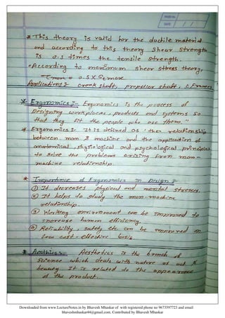Design of machine elements notes by Bhavesh Mhaskar | PDF