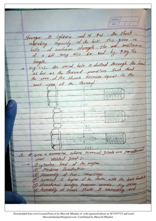 Design of machine elements notes by Bhavesh Mhaskar | PDF