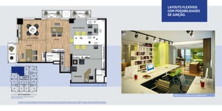 lAyOUts flexíVeis
                                                                                                                                                                                                       COm pOssiBiliDADes
                                                                                                                                                                                                       De jUnçãO.
                                                                                TERRAÇO                                                  TERRAÇO

                                                                                2.50                                                    2.50

                                                                                                                 5.89                                                                      3.94




                                                                                                                               ÁREA DE TRABALHO




                                    SALA DE REUNIÕES
                                                                                         GESTOR


      1.04
                                 DIREÇÃO




TERRAÇO                                                                                       1.56     2.36
                                                                          SANITÁRIO


                                                                3.47




       7             8          9             10
                                                                                                                   1.20                                                                    1.10


                                                                                                                                                                               SANITÁRIO
       6                                      11                                                                                  RECEPÇÃO

       5                                      12                                                                                                                      2.97

                                                                                                                           plAntA ilUstRADA DA sAlA jUnçãO De 84 m2 - finAl 7 e 8.

       4              3         2               1


                Rua Dr. Antônio Bento
                                                                                                                                                                                                          peRspeCtiVA ilUstRADA DA sAlA jUnçãO De 84 m2.
  Croqui com localização da unidade no pavimento.
  Ref. Pav. 2º, 4º, 6º, 8º e 10º.


                Os materiais e acabamentos integrantes estarão devidamente descrito no documento de formalização de compra e venda das unidades. Os móveis e objetos de decoração são de dimensões
                comerciais e não fazem parte integrante do contrato, assim como alguns materiais de acabamento e copa representados na planta. As medidas são internas e de face a face das paredes.
 