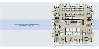 teRRAçO               teRRAçO                                             teRRAçO                  teRRAçO




                                                                                    gestãO De                                                                                                                                       gestãO De
                                                                                    pRODUçãO                                                                                                                                        pRODUçãO




                                                                                                                                                           pRODUçãO
                                                     teRRAçO                                                                                                                                                                                          teRRAçO




                                                                                                        CAfé                        COpA            W.C.              W.C.                     RepROgRAfiA




                                                         teRRAçO
                                                                                                                                                                                                                                                      teRRAçO



                                                                                                                                                                                                                                           ReUniões




peRspeCtiVA ilUstRADA DA plAntA - jUnçãO pAVimentO                                  inOVAçãO




          tipO pAVimentOs 20, 40, 60, 80 e 100
                                                     teRRAçO                                                                                                                                                                                          teRRAçO



                                                                                                                                                                                                                                       ReCepçãO




                                                                                                 W.C.                                                                                                             W.C.




                                                                                                                                    DepOsitO                          W.C.    COpA
                                                                                                                                                   W.C.

                                                                                                 W.C.                                                                                                             W.C.




                                                          teRRAçO
                                                                                                                                                                                                                                                      teRRAçO



                                                                                                                                                                                                                         ReUniões


                                                                                                pRêsiDenCiA




                                                                                                                                  DiRetORiA                                    DiRetORiA




                                                                                                          teRRAçO                teRRAçO                                             teRRAçO                 teRRAçO




                                                                    Os materiais e acabamentos integrantes estarão devidamente descrito no documento de formalização de compra e venda das unidades. Os móveis e objetos de decoração são de dimensões
                                                                    comerciais e não fazem parte integrante do contrato, assim como alguns materiais de acabamento e copa representados na planta. As medidas são internas e de face a face das paredes.
 
