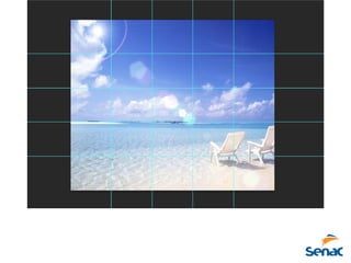 O Facebook permite apenas 20% de texto como OK,
por isso construa uma grade com linha guia, criando
25 quadrados. Assim, apenas 5 poderão conter texto.
 