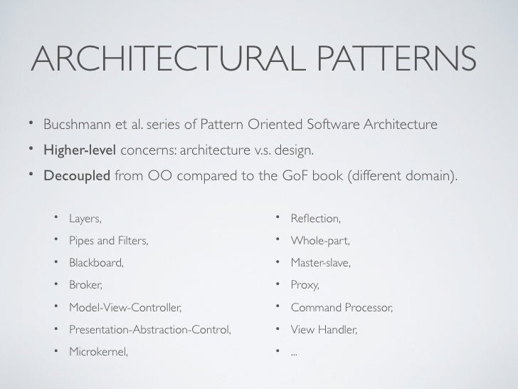 Architecture Design Patterns design patterns: a lightweight introduction Architecture Design Patterns design patterns: a lightweight introduction