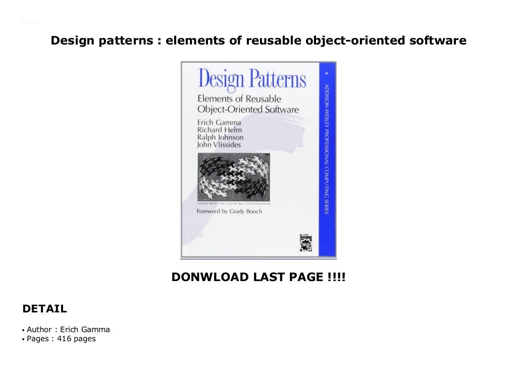 design patterns elements of reusable object oriented software