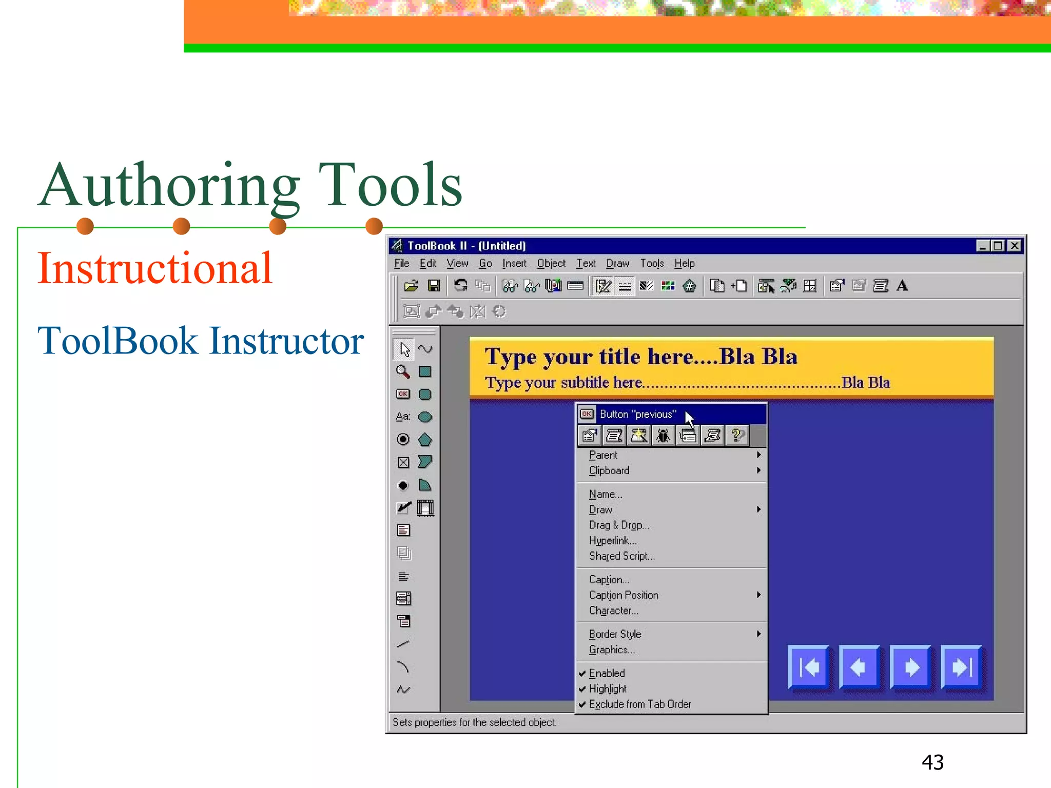Authoring Tools Instructional   ToolBook Instructor 