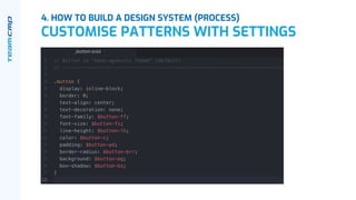 4. HOW TO BUILD A DESIGN SYSTEM (PROCESS)
CUSTOMISE PATTERNS WITH SETTINGS
 