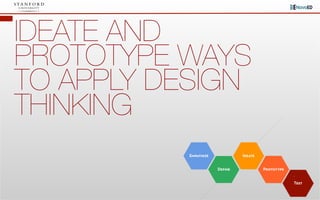 IDEATE AND
PROTOTYPE WAYS "
TO APPLY DESIGN
THINKING
 