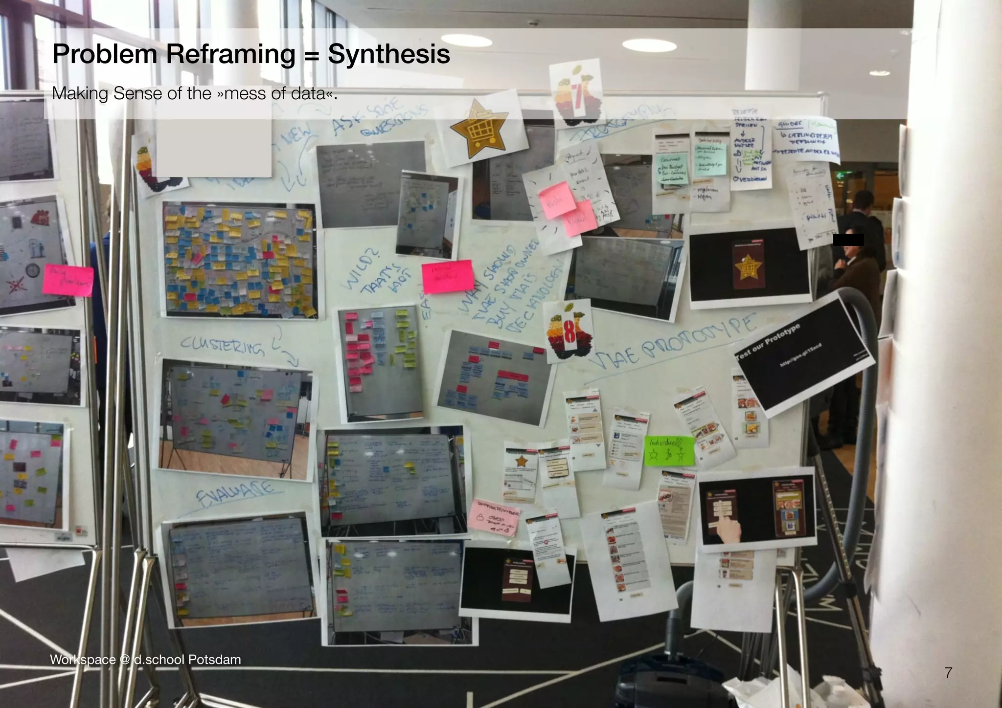 7
Workspace @ d.school Potsdam
Making Sense of the »mess of data«.
Problem Reframing = Synthesis
 