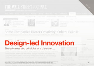 25
Design-led Innovation
Shared values and principles of a d.culture …
IN
PU
T
http://online.wsj.com/article/SB10001424127...