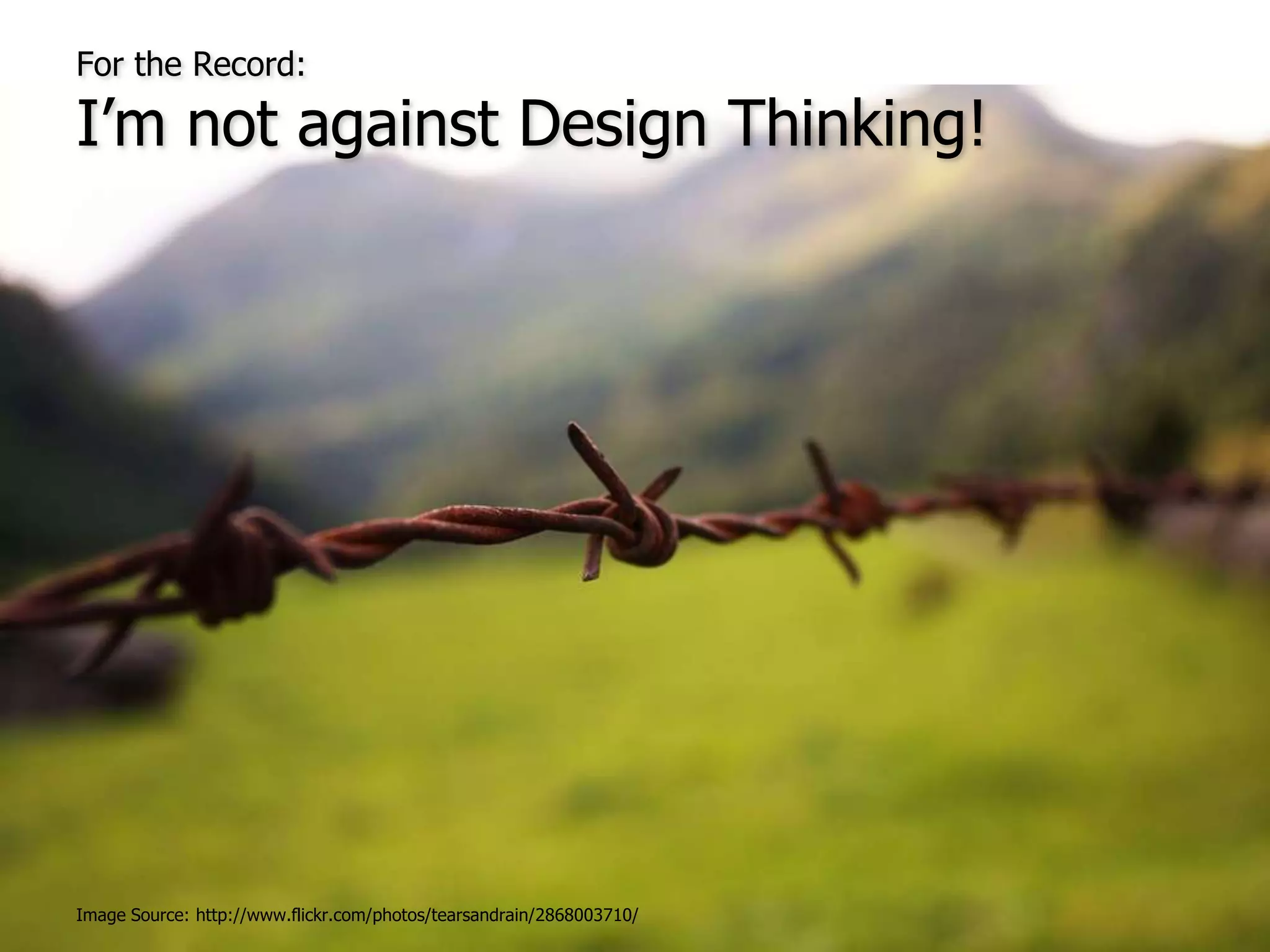 For the Record: I’m not against Design Thinking!Image Source: http://www.flickr.com/photos/tearsandrain/2868003710/