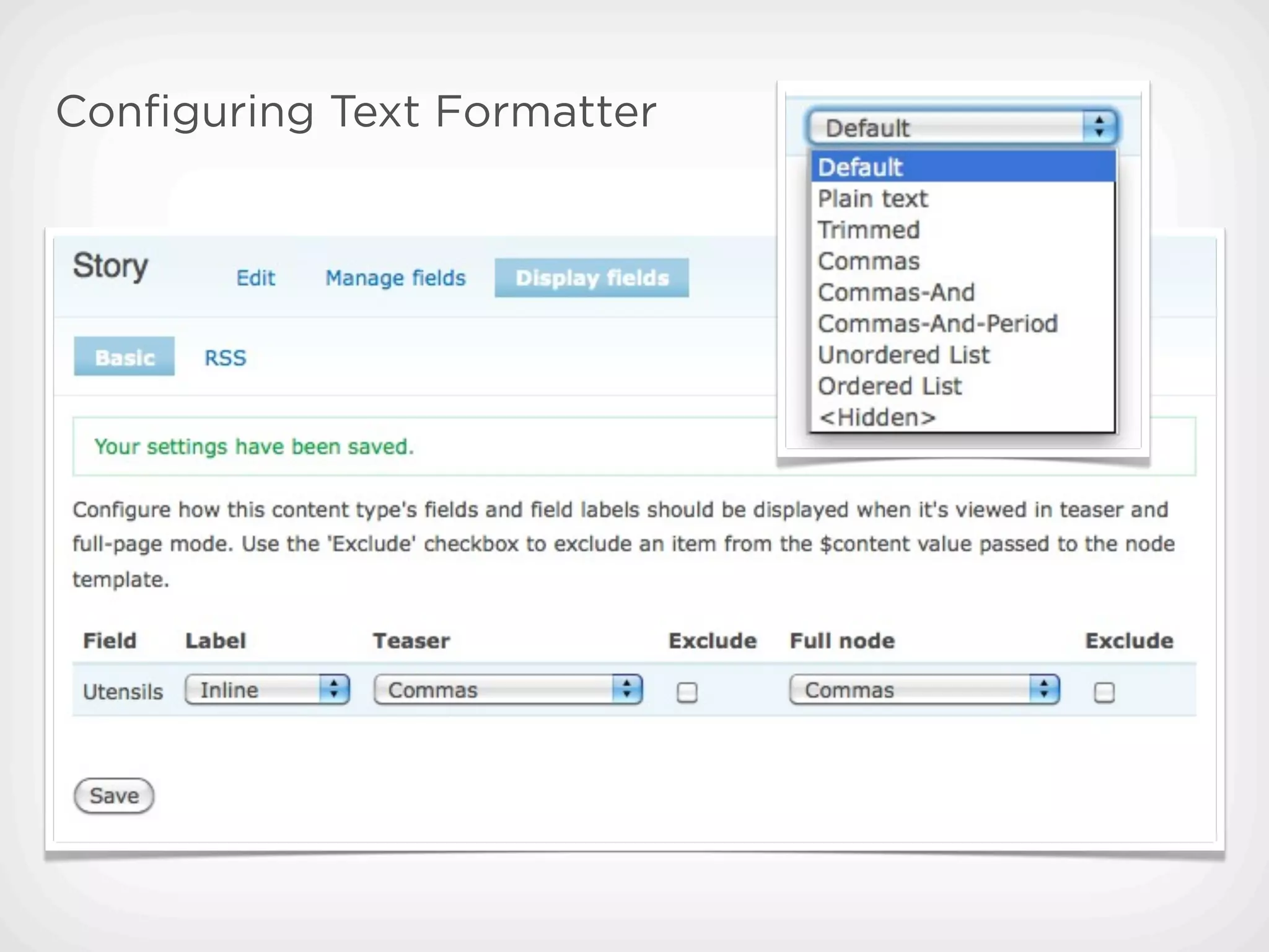 Conﬁguring Text Formatter
 
