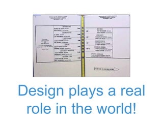 Design plays a real
role in the world!
 