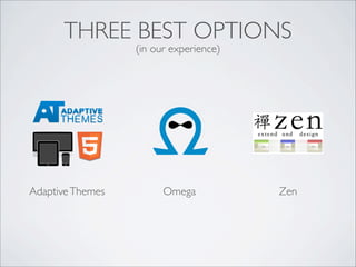 THREE BEST OPTIONS
(in our experience)
AdaptiveThemes Omega Zen
 