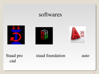 softwares

Staad pro
cad

staad foundation

auto

4

 