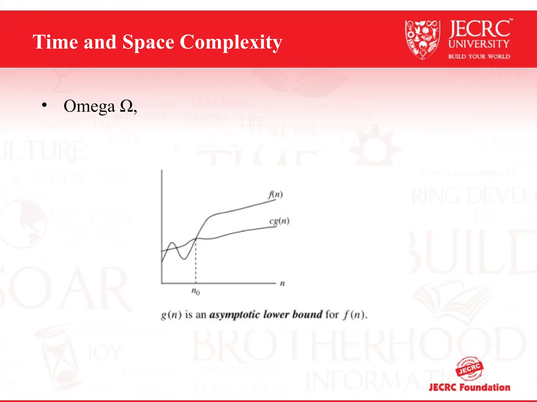 Time and Space Complexity
• Omega Ω,
 