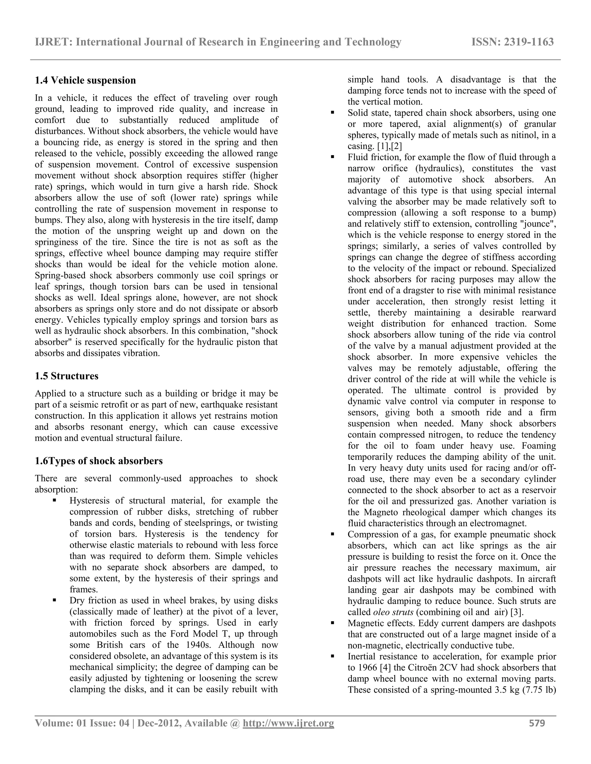 Design and analysis of a shock absorber | PDF