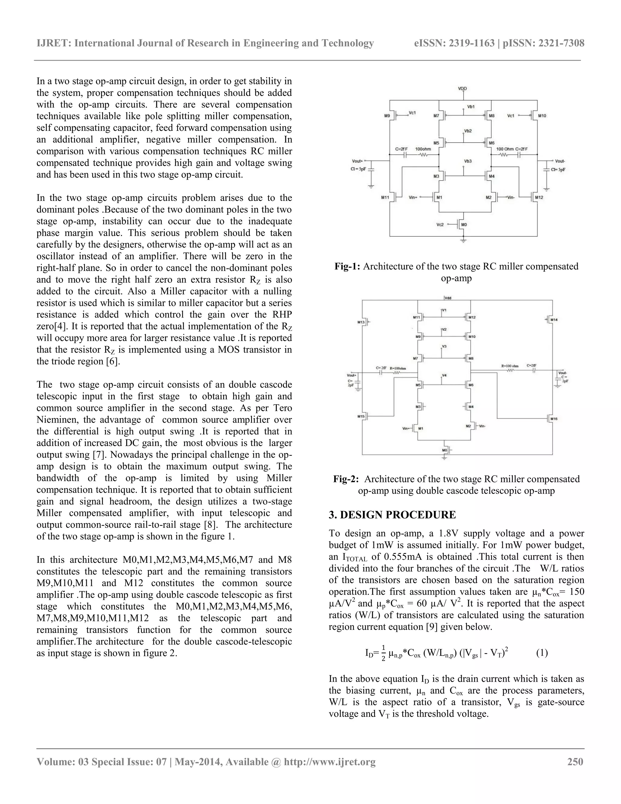 Design and analysis of a two stage miller compensated | PDF