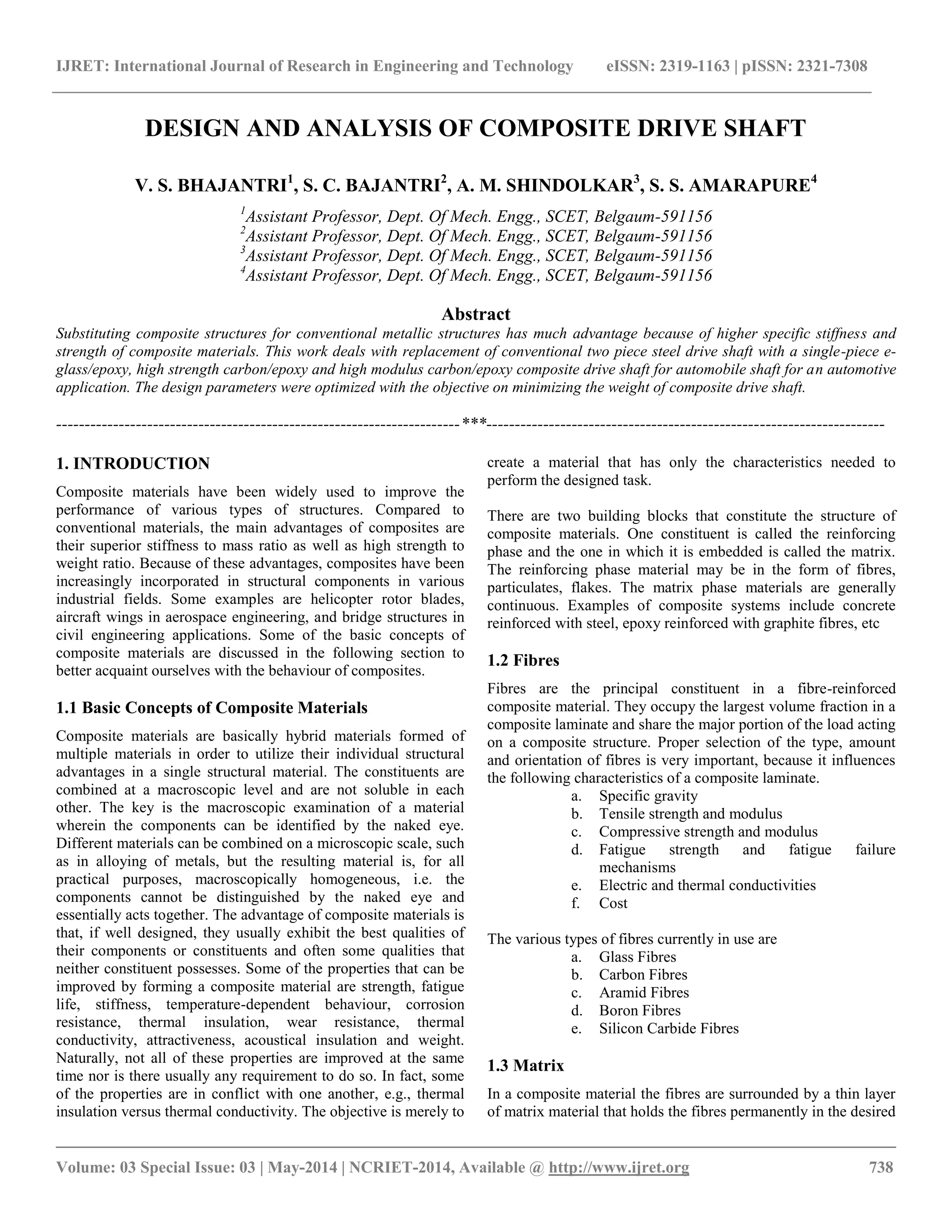 Design and analysis of composite drive shaft PDF