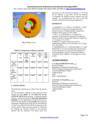Design and analysis of disc brake rotor for a two wheeler | PDF
