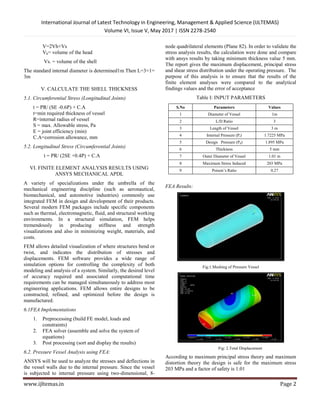 Design and Analysis of Pressure Vessel Using Finite Element Method | PDF