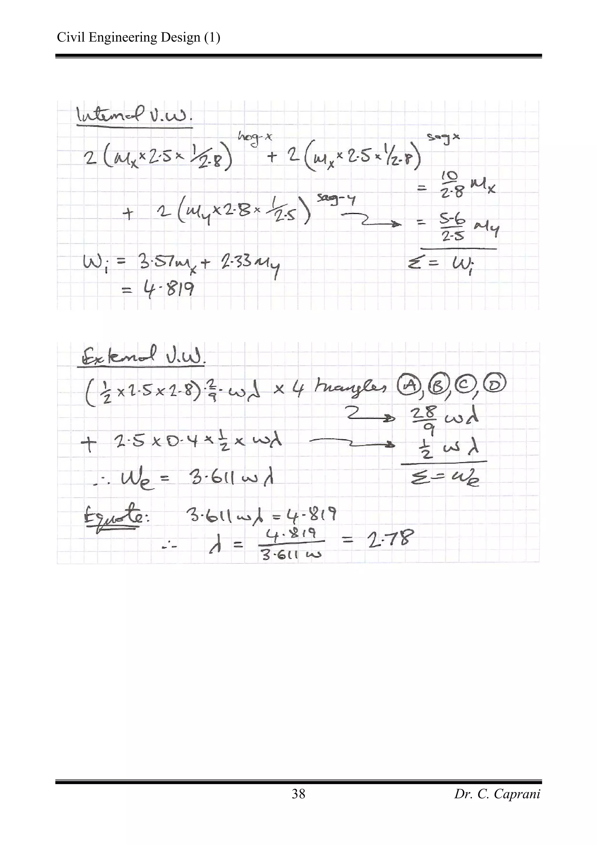 Civil Engineering Design (1)
Dr. C. Caprani38
 