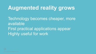 © 2016 Rightpoint. All Rights Reserved.
Augmented reality grows
Technology becomes cheaper, more
available
First practical applications appear
Highly useful for work
 