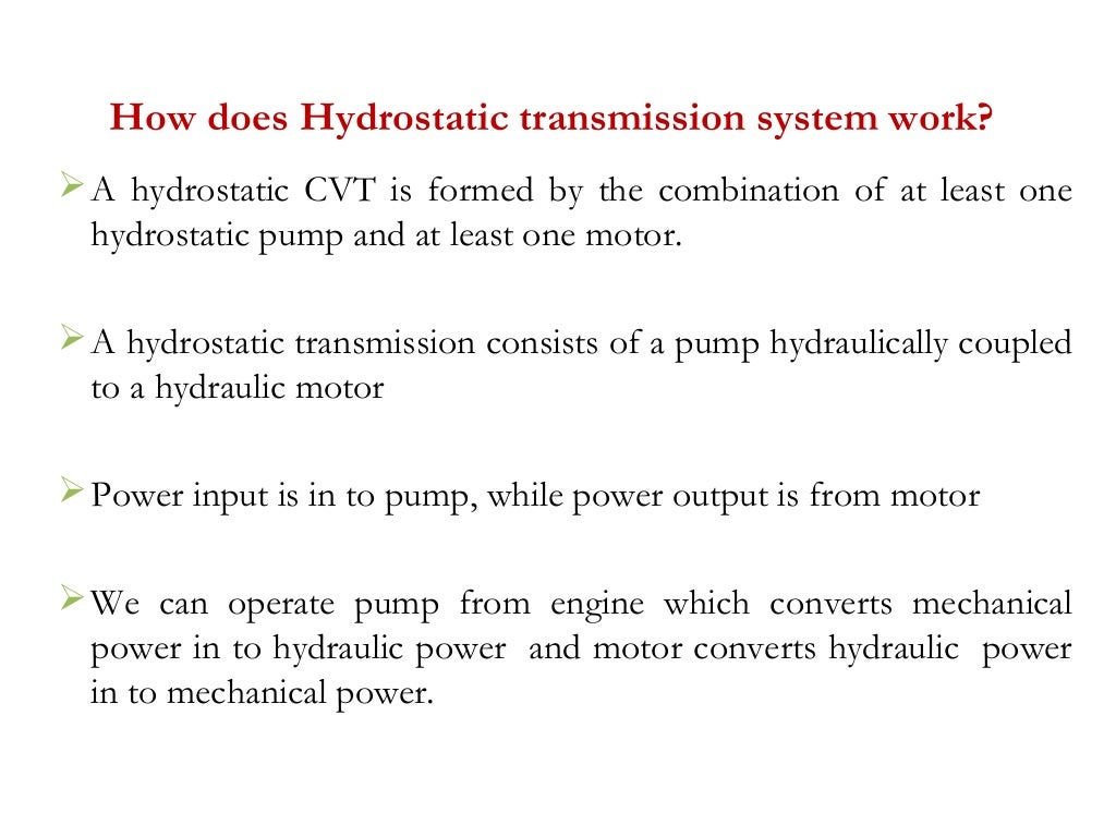 Design and development of hst transmission system tafe