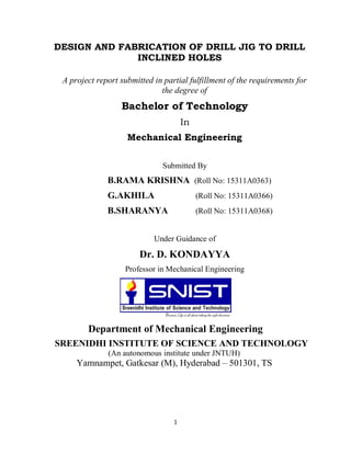 Design and fabrication of jig to drill holes on inclined surface | PDF