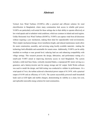 Design and Frabrication of a Vertical Axis Wind Turbine (VAWT) for ...