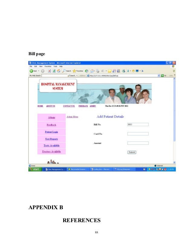 Design and implementation of a hospital management system