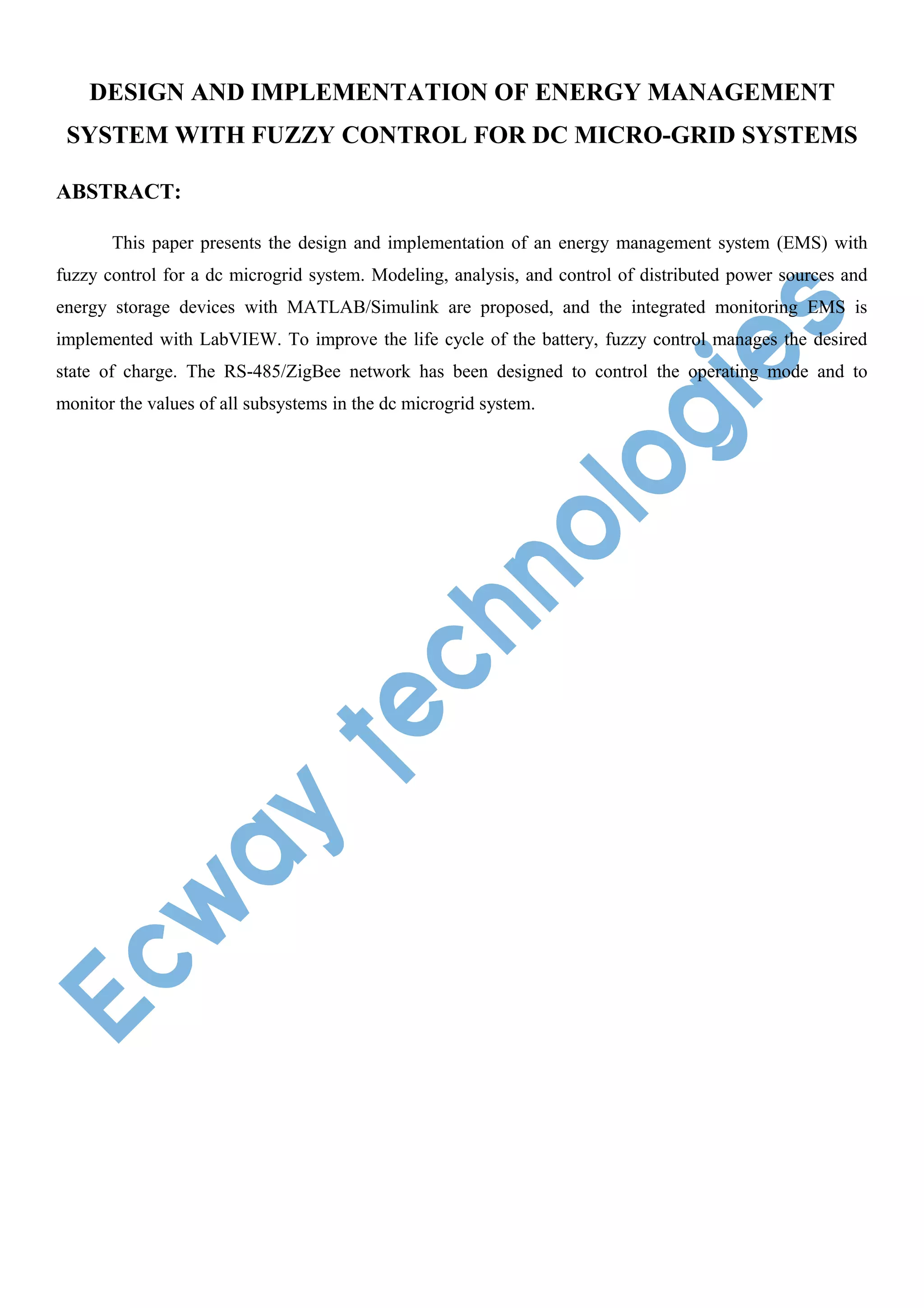 Design and implementation of energy management system with fuzzy ...