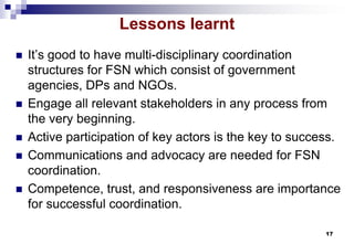 Design and implementation of food security strategies in Cambodia