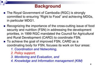 Design and implementation of food security strategies in Cambodia