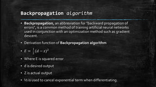 Backpropagation algorithm
is the squared error,
is the squared error,
is the squared error,
 