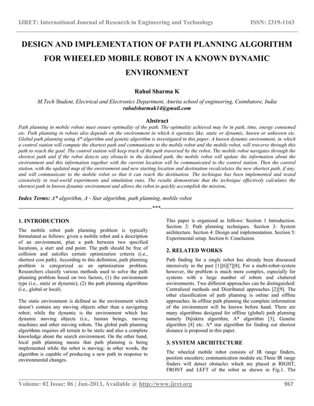 Design and implementation of path planning algorithm for wheeled mobile ...