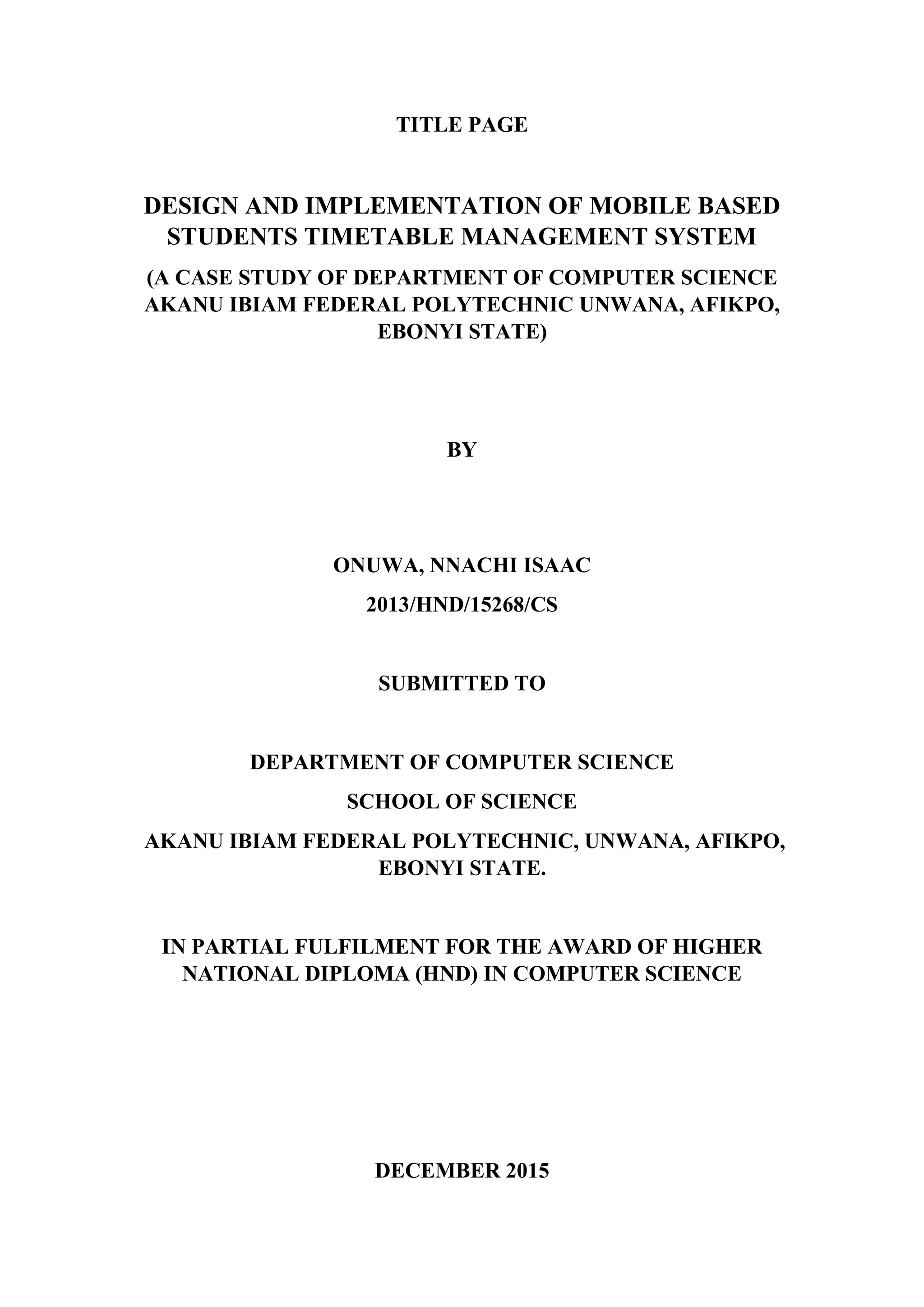 Design and implementation of students timetable management system PDF