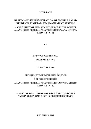 Design and implementation of students timetable management system | PDF