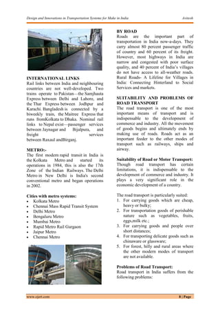 Design and innovations in Transportation Systems for Make in India | PDF