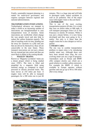 Design and innovations in Transportation Systems for Make in India | PDF
