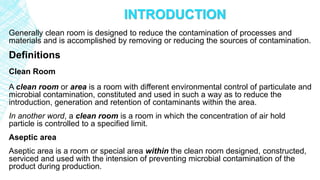 Design and operation of clean room PPT MANIK | PPTX