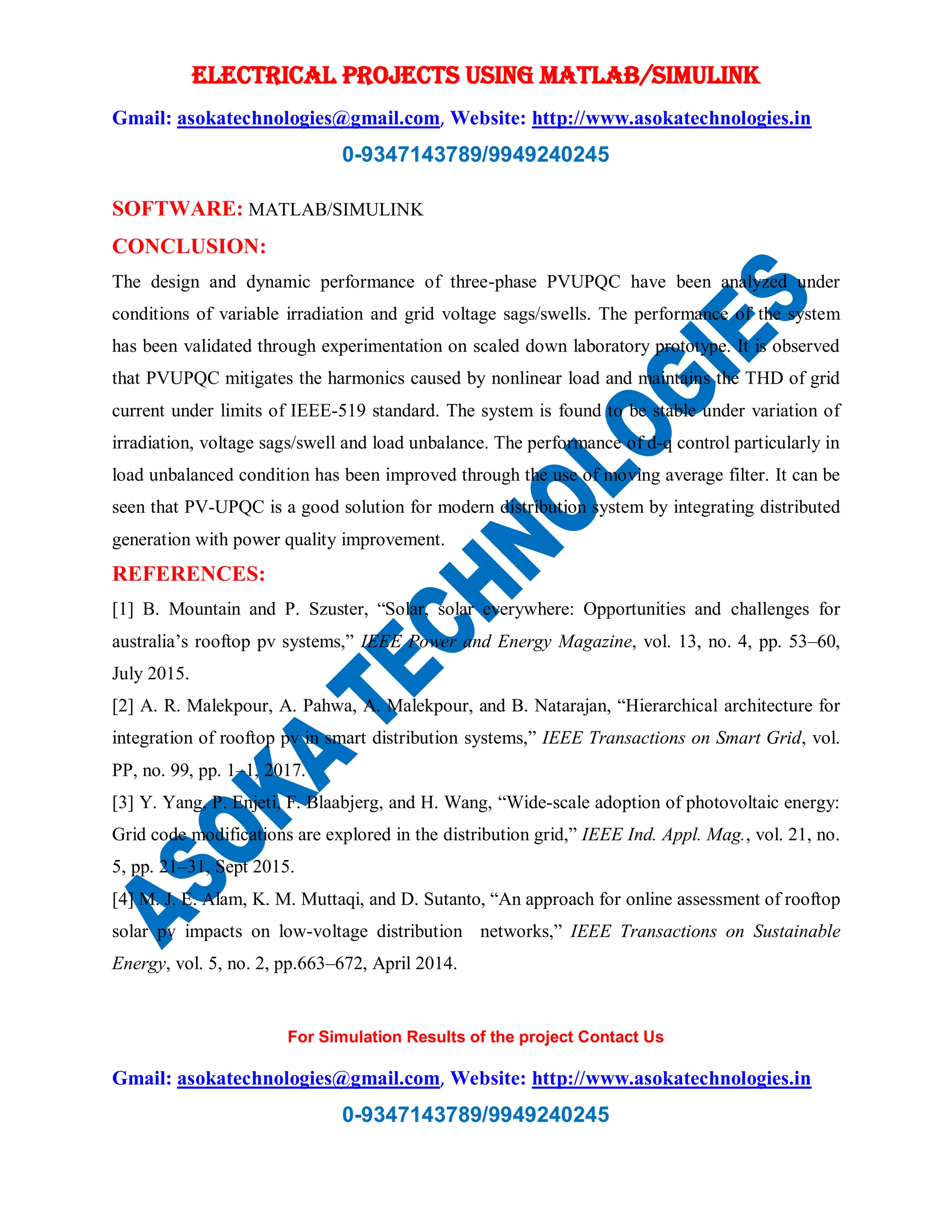Design and Performance Analysis of Three-Phase Solar PV Integrated UPQC ...