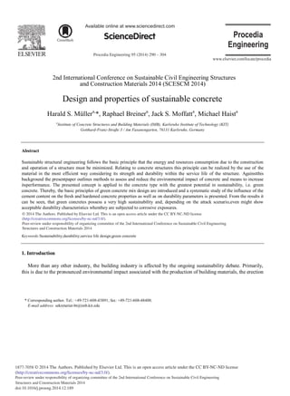 Design and properties of sustainable concrete | PDF