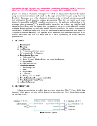 Design and simulation of a non pipelined multi cycle 16 bit risc ...