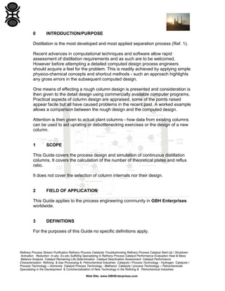 Design and Simulation of Continuous Distillation Columns | PDF
