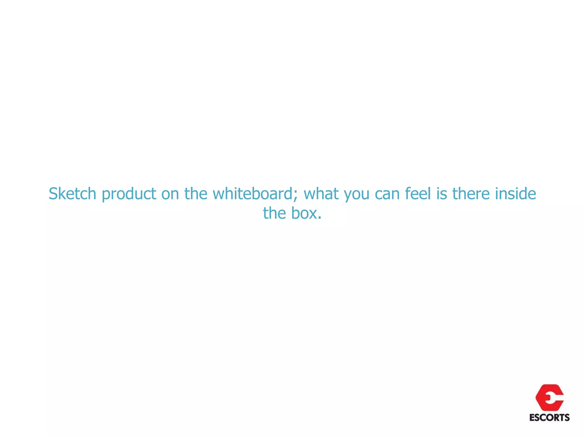 Sketch product on the whiteboard; what you can feel is there inside
                            the box.
 