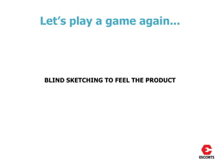 Let’s play a game again...




BLIND SKETCHING TO FEEL THE PRODUCT
 