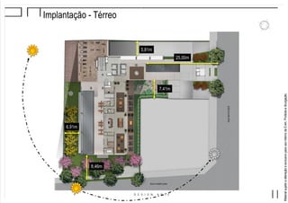 MaterialsujeitoaalteraçãoeexclusivoparausointernodaEven.Proibidaadivulgação.
Implantação - Térreo
6,91m
8,46m
25,00m
5,81m
7,41m
 