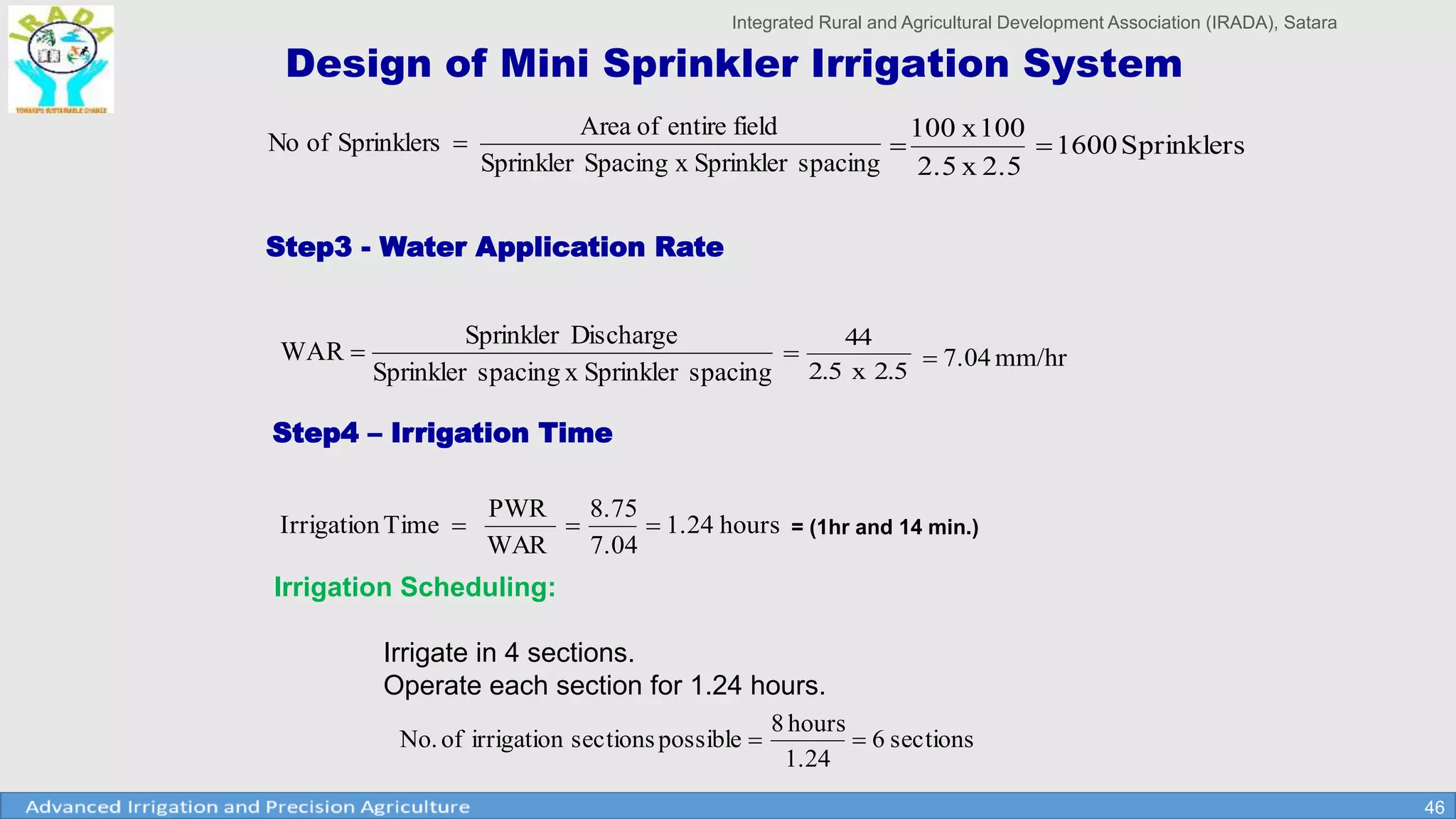 Design aspects of sprinkler irrigation system | PPTX