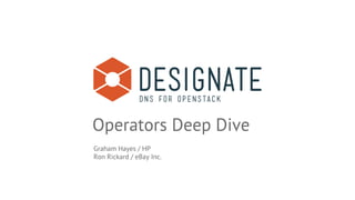 Operators Deep Dive
Graham Hayes / HP
Ron Rickard / eBay Inc.
 